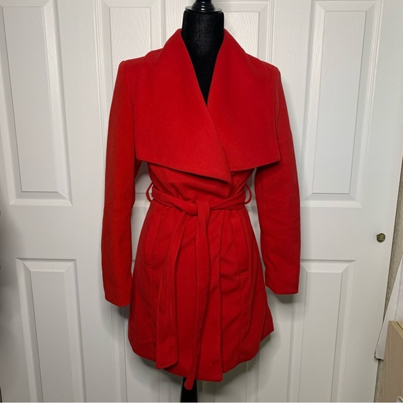 Love Tree Jackets & Blazers - Love Tree Red Belted Wrap Coat
